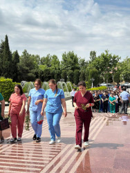 Beyləqanda Tibb İşçilərinin Peşə Bayramı münasibətilə Ulu Öndər Heydər Əliyevin abidəsi ziyarət olunub
