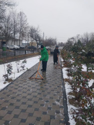 Beyləqanda təmizlik işləri hava şəraitindən asılı olmayaraq davam edir