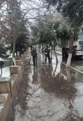 Beyləqanda təmizlik işləri hava şəraitindən asılı olmayaraq davam edir