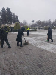 Beyləqanda təmizlik işləri hava şəraitindən asılı olmayaraq davam edir