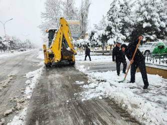 Beyləqanda təmizlik işləri hava şəraitindən asılı olmayaraq davam edir