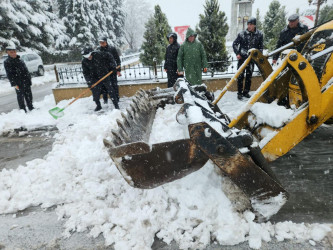 Beyləqanda təmizlik işləri hava şəraitindən asılı olmayaraq davam edir