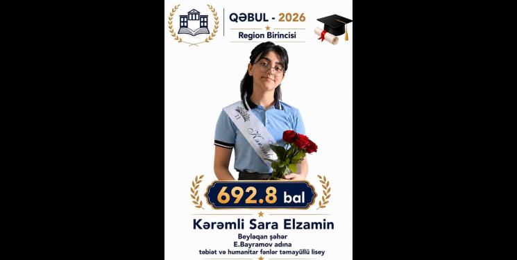 Beyləqanlı abituriyent yüksək nəticəsi ilə region birincisi oldu!